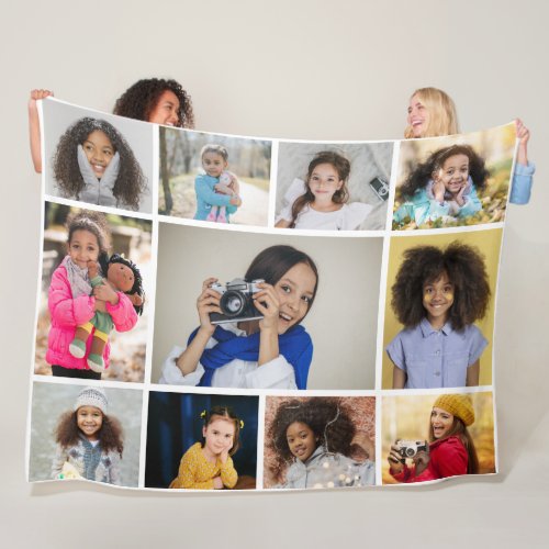 Design Your Own 11 Photo Collage Fleece Blanket