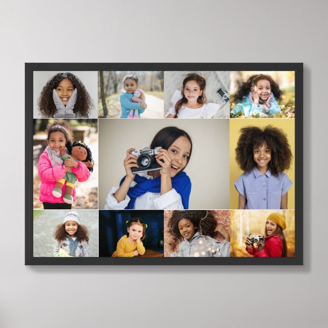Design Your Own 11 Photo Collage Framed Art (Framed Front)
