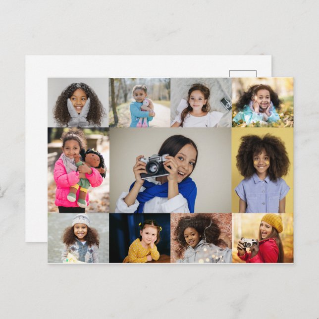 Design Your Own 11 Photo Collage Postcard (Front/Back)