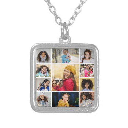 Design Your Own 11 Photo Collage Silver Plated Necklace