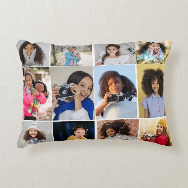 Design Your Own 12 Photo Collage Accent Pillow (Front)