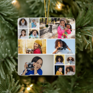 Design Your Own 12 Photo Collage Ceramic Ornament