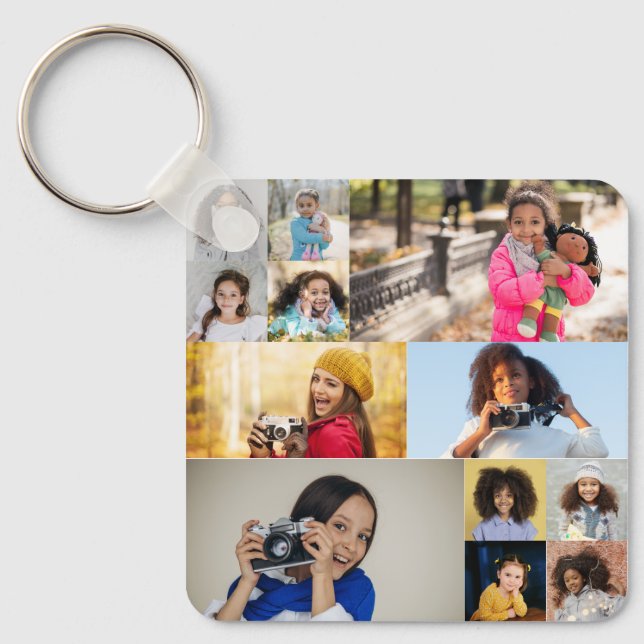 Design Your Own 12 Photo Collage Keychain (Front)