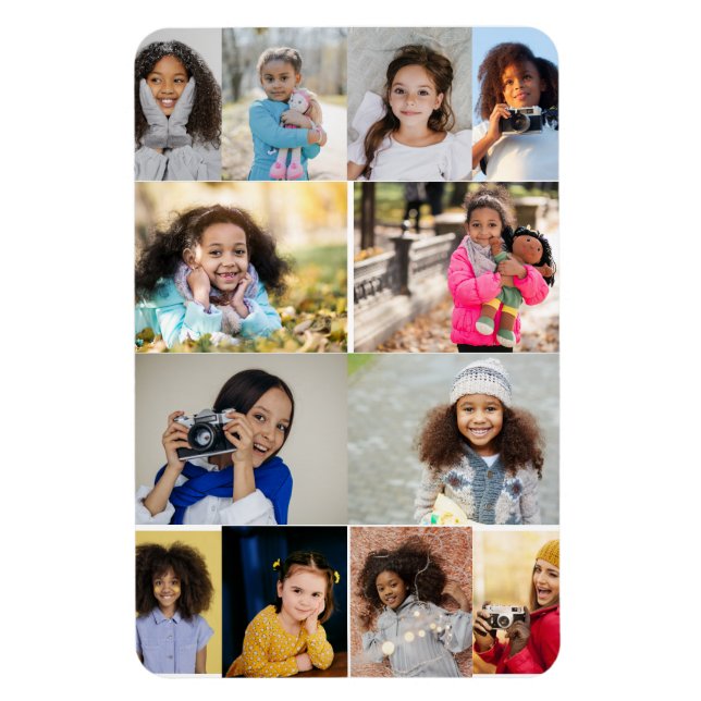 Design Your Own 12 Photo Collage Magnet (Vertical)