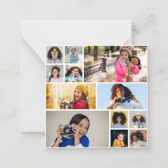 Design Your Own 12 Photo Collage Note Card (Front)