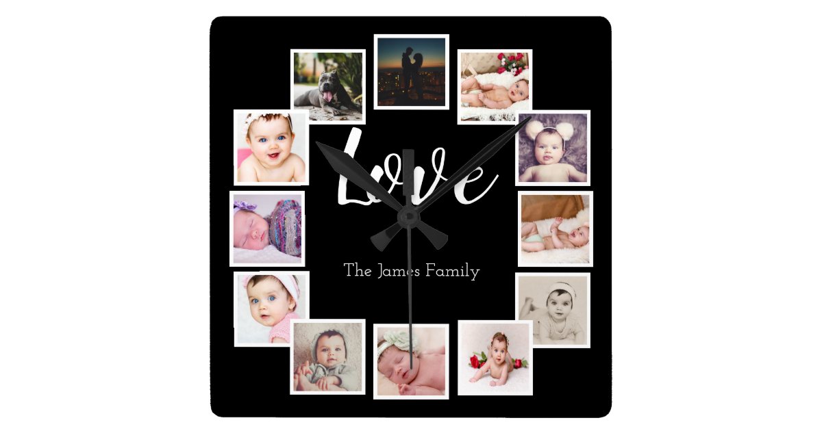 design your own 12 photo collage personalized square wall disney baby shower invitations