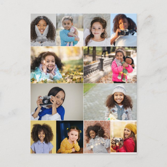 Design Your Own 12 Photo Collage Postcard (Front)