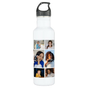 Design Your Own 12 Photo Collage Stainless Steel Water Bottle