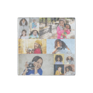 Design Your Own 12 Photo Collage Stone Magnet