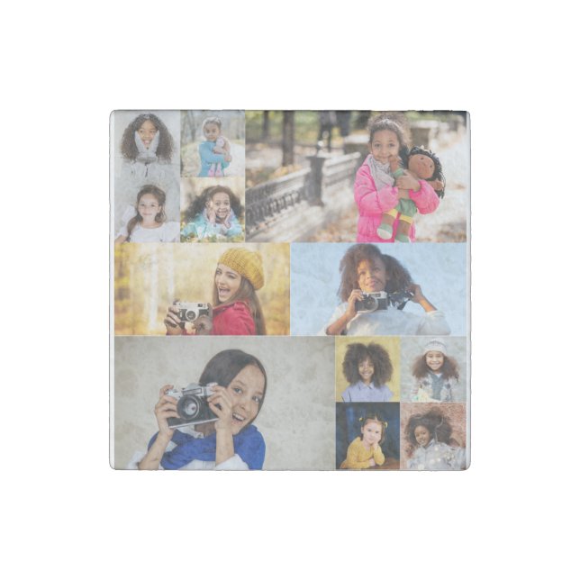 Design Your Own 12 Photo Collage Stone Magnet (Front)
