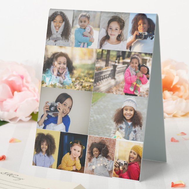 Design Your Own 12 Photo Collage Table Tent (In SItu (Wedding))