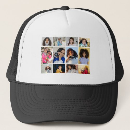 Design Your Own 12 Photo Collage Trucker Hat