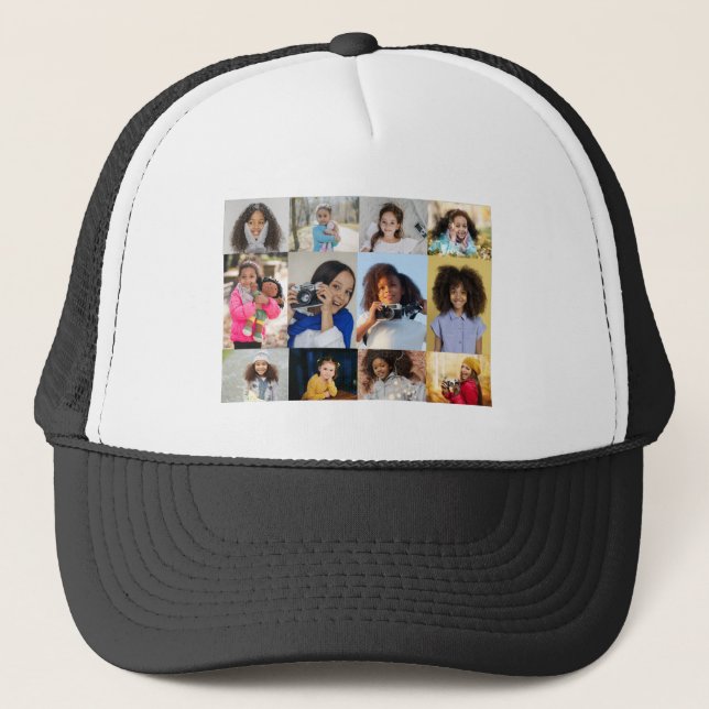 Design Your Own 12 Photo Collage Trucker Hat (Front)