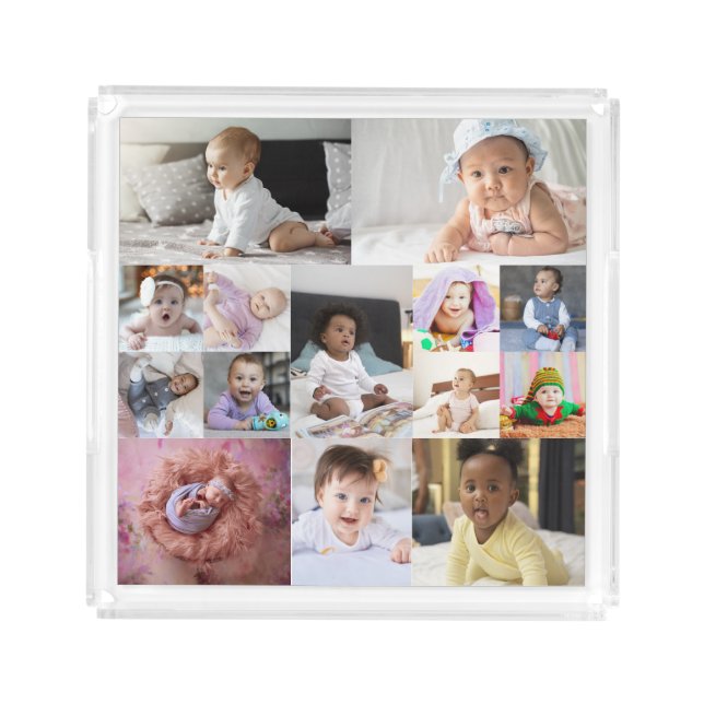 Design Your Own 14 Photo Collage Acrylic Tray (Front)