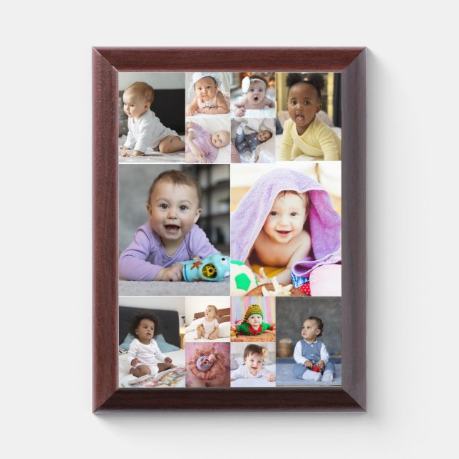 Design Your Own 14 Photo Collage Award Plaque (Vertical)