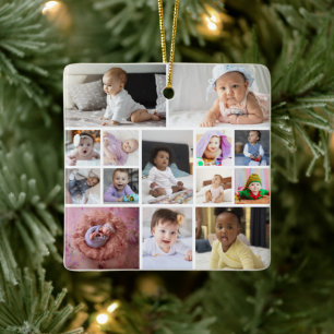 Design Your Own 14 Photo Collage Ceramic Ornament