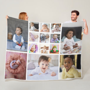 Design Your Own 14 Photo Collage Fleece Blanket
