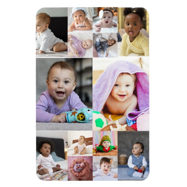 Design Your Own 14 Photo Collage Magnet (Vertical)