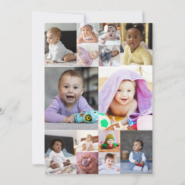 Design Your Own 14 Photo Collage Thank You Card (Front)