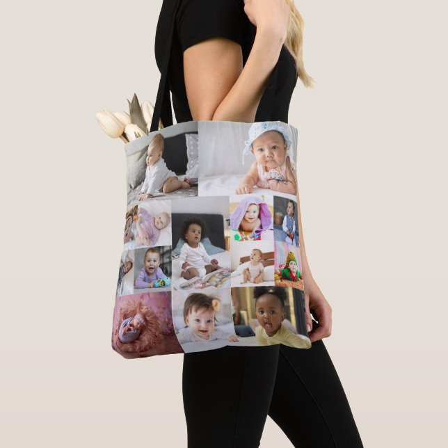 Design Your Own 14 Photo Collage Tote Bag (Close Up)