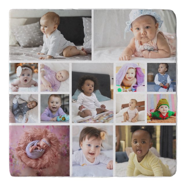 Design Your Own 14 Photo Collage Trivet (Front)