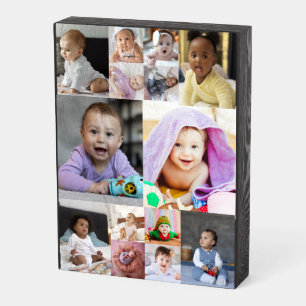 Design Your Own 14 Photo Collage Wooden Box Sign