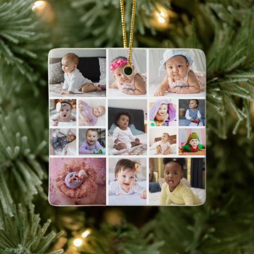 Design Your Own 15 Photo Collage Ceramic Ornament