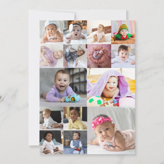 Design Your Own 15 Photo Collage Holiday Card (Front)