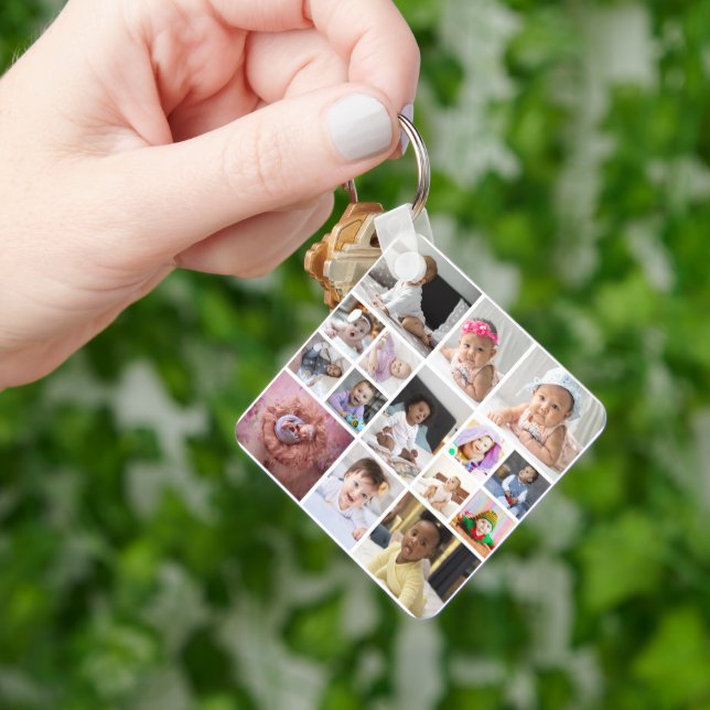 Design Your Own 15 Photo Collage Keychain (Hand)