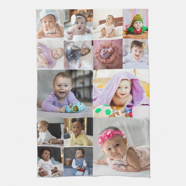 Design Your Own 15 Photo Collage  Kitchen Towel (Vertical)