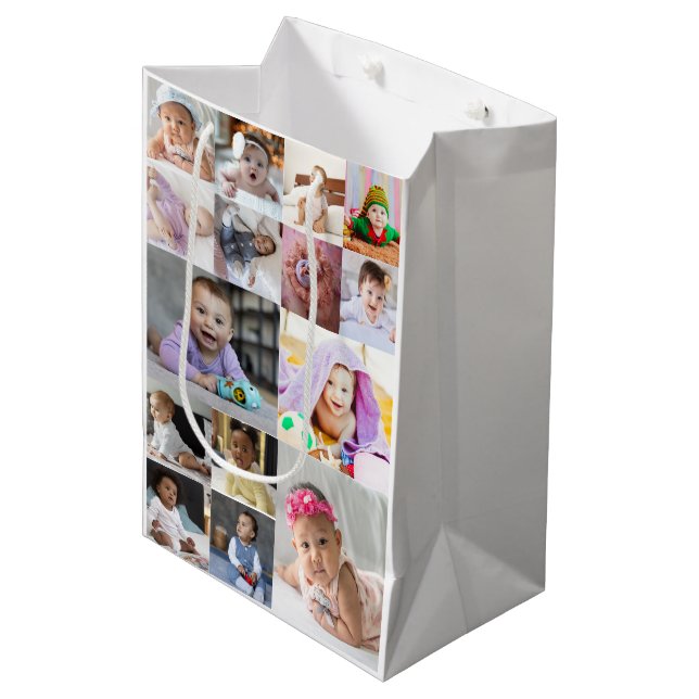 Design Your Own 15 Photo Collage  Medium Gift Bag (Front Angled)