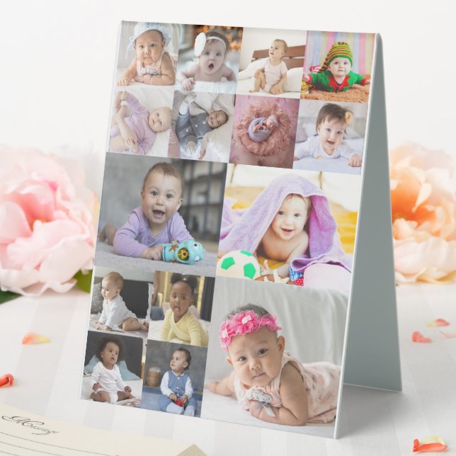 Design Your Own 15 Photo Collage Table Tent (In SItu (Wedding))