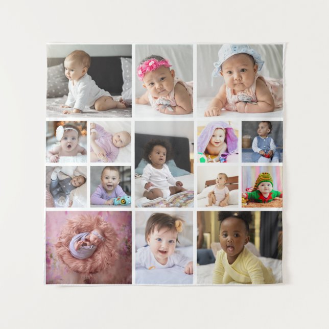 Design Your Own 15 Photo Collage Tapestry (Front)