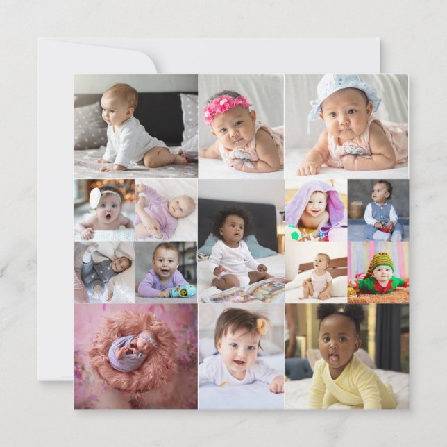 Design Your Own 15 Photo Collage Thank You Card (Front)