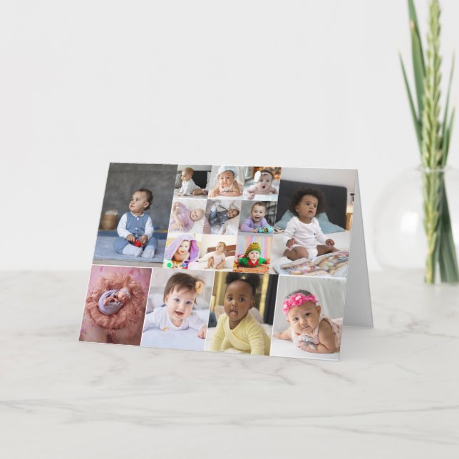 Design Your Own 15 Photo Collage  Thank You Card (Front)