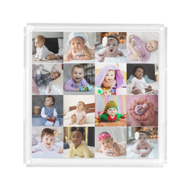 Design Your Own 16 Photo Collage Acrylic Tray (Front)