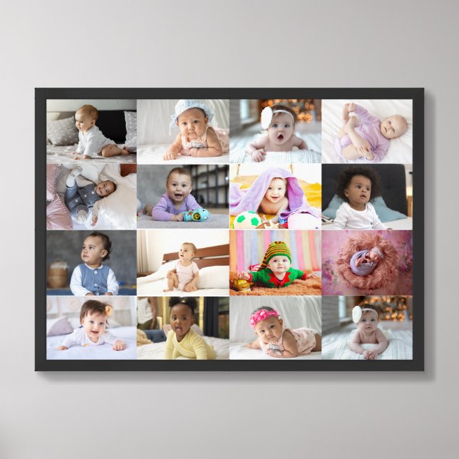 Design Your Own 16 Photo Collage Framed Art (Framed Front)