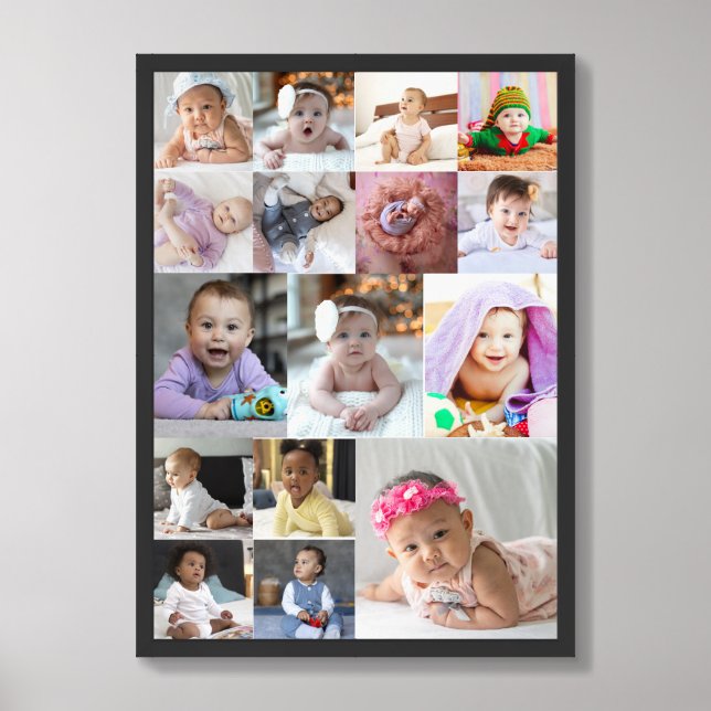 Design Your Own 16 Photo Collage Framed Art (Framed Front)