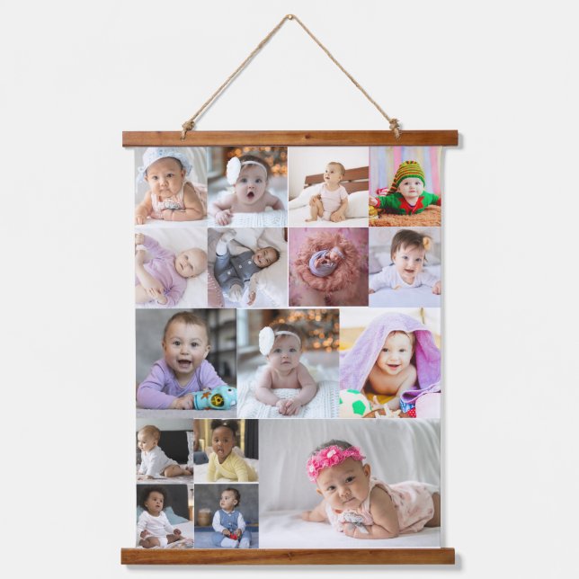 Design Your Own 16 Photo Collage  Hanging Tapestry (Front)