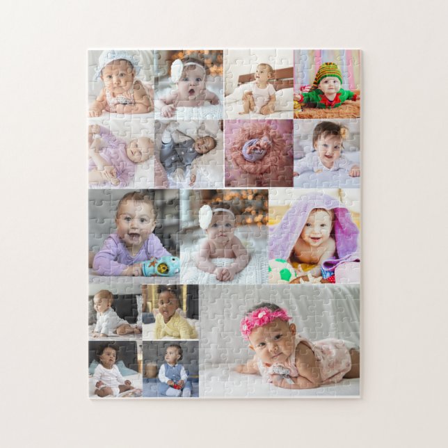 Design Your Own 16 Photo Collage  Jigsaw Puzzle (Vertical)
