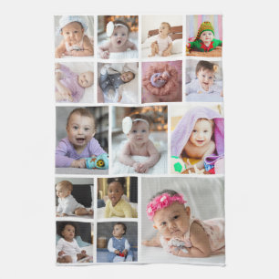 Design Your Own 16 Photo Collage Kitchen Towel