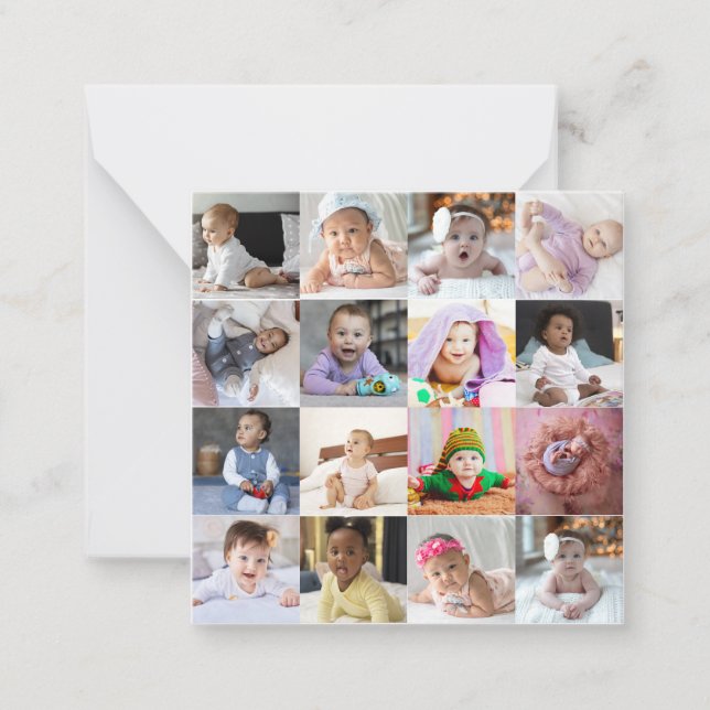 Design Your Own 16 Photo Collage Note Card (Front)