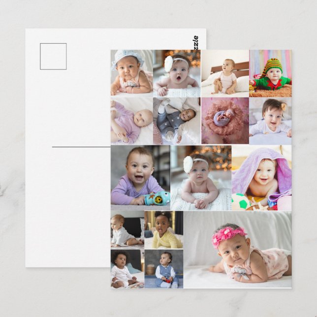 Design Your Own 16 Photo Collage  Postcard (Front/Back)