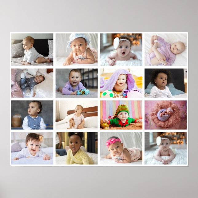 Design Your Own 16 Photo Collage  Poster (Front)