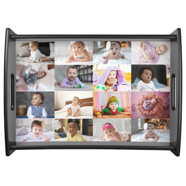 Design Your Own 16 Photo Collage  Serving Tray (Front)
