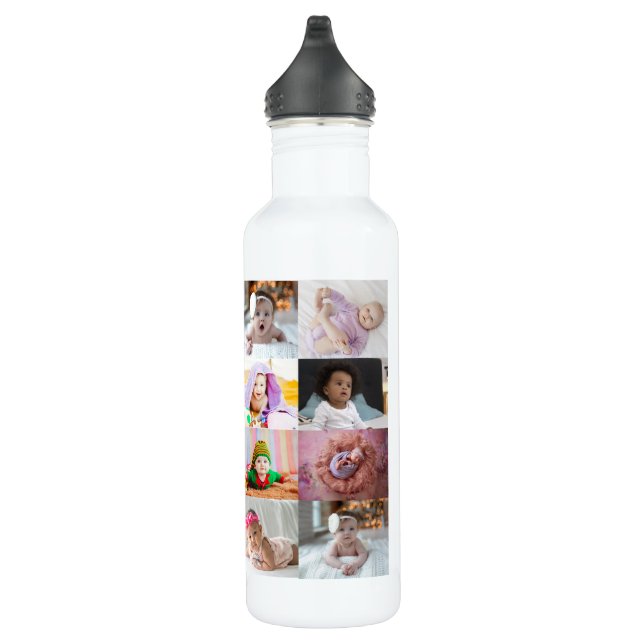 Design Your Own 16 Photo Collage  Stainless Steel Water Bottle (Right)