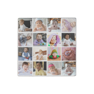 Design Your Own 16 Photo Collage Stone Magnet