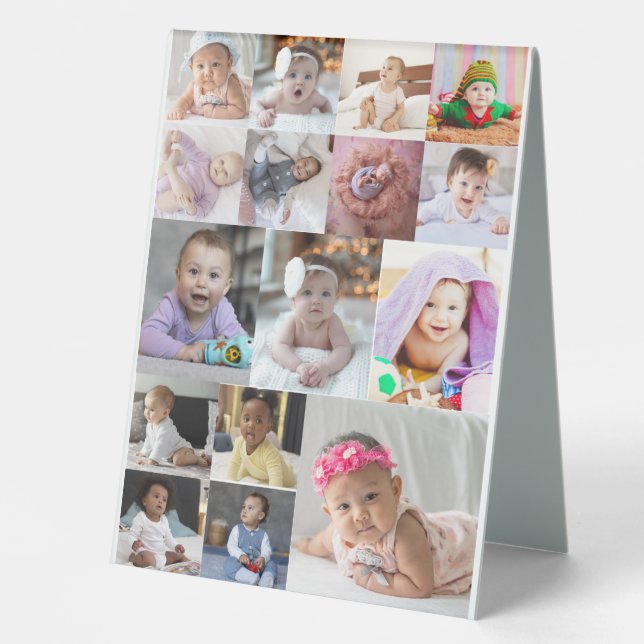 Design Your Own 16 Photo Collage  Table Tent (Front)