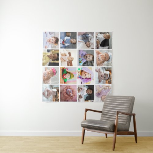 Design Your Own 16 Photo Collage Tapestry