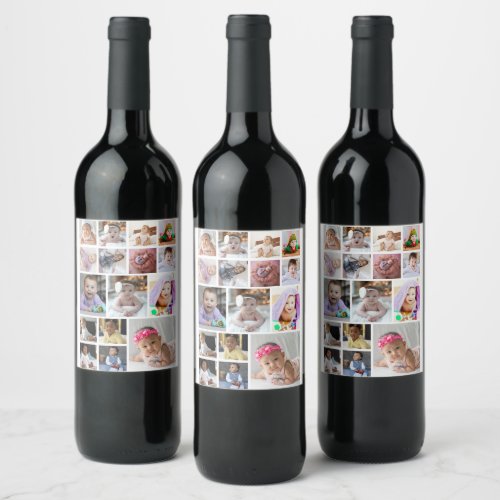 Design Your Own 16 Photo Collage  Wine Label
